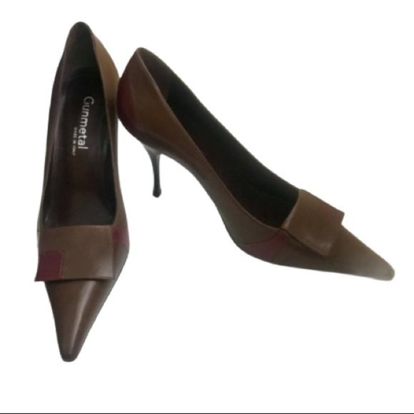 Gunmetal Brown color-block stiletto pumps NEW w/o box - Picture 11 of 12